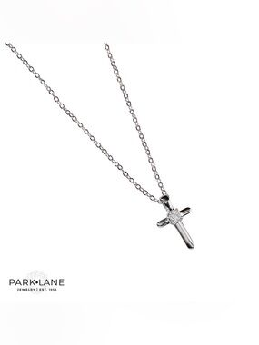 Park Lane Prayer Necklace Cross Pendant Silver Tone Crystal Accent Faith Jewelry